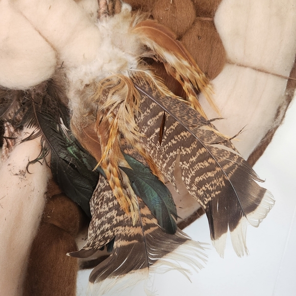 Vintage Mandela Wool Feathers Indigenous Home Decor Boho Bohemian First Nations - Picture 3 of 9